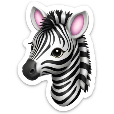 Cinematic Cute Zebra Portrait Emoji, Head tilted playfully and inquisitively, featuring a glossy, intricately striped Fur of black and white with round, sparkling eyes filled with curious wonder, Simplified yet irresistibly adorable features, highly detailed, glowing with a warm, friendly glow, high shine, affectionate and spirited, stylized with a touch of savannah whimsy, bright and endearing, soft glowing outline, capturing the essence of a mischievous yet loving zebra, so playful it feels like it could prance out of the screen and into your arms! sticker