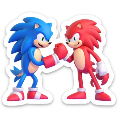 Sonic the Hedgehog and Knuckles the Echidna fist bumping sticker