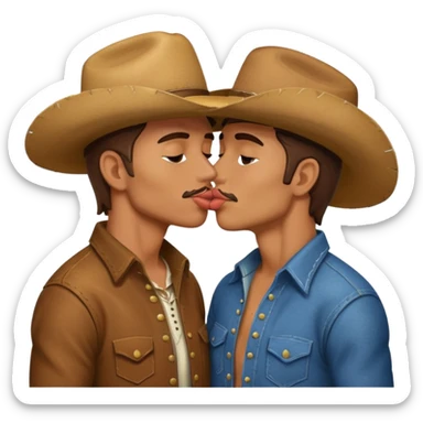 two men cowboys kissing sticker