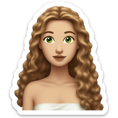 Aphrodite, long brown hair, green eyes, light skin sticker