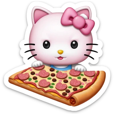 Hello kitty eating spam pizza sticker
