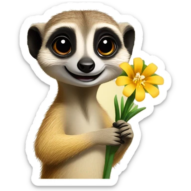 A Meerkat holding a Lillie flower sticker