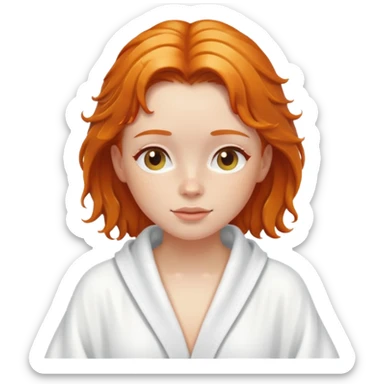 Ginger girl in white robe wet hair relaxing sticker