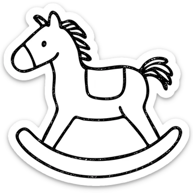 hand drawn outlined rocking horse icon sticker