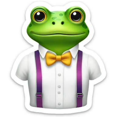 Cute frog with suspenders on  sticker