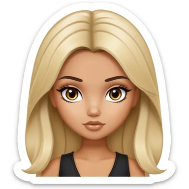 dark brown hair with blond meches, pretty beautiful bratz baddie sticker