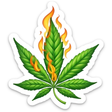 burning marijuana leaf sticker