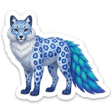 Arctic-Fox-Snow-Leopard-Blue-Tang-Fish-Hyacinth-Macaw-fusion-hybrid-animal-creature, full body sticker