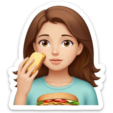 Girl with brown hair dreaming about sandwich sticker
