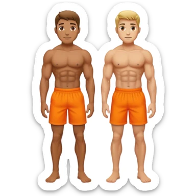 calves muscles male wearing orange shorts sticker