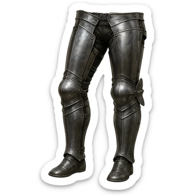 highly detailed realistic steel platelegs armor, metallic shine, medieval fantasy style, no shoes or sabatons, just the leg armor sticker