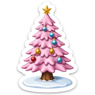 Pink Christmas tree with snow on it sticker