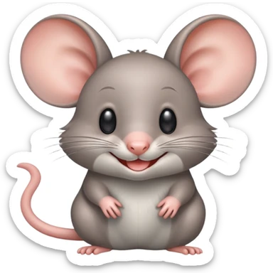 Crea un emoji de un ratón muy adorable riéndose  sticker
