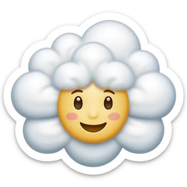 weather emoji of a single cloud with a neutral or pensive face, expressing calm or reflective feeling in a consulting office, classic emoji style, no text sticker