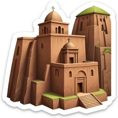 Create the rock hewn Church of Saint George in Lalibela, Ethiopia into an iOS style emoji. Make it HD and precise. sticker