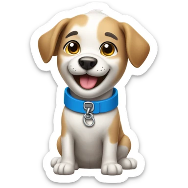 happy cute dog with blue collar half side perspection full body  sticker