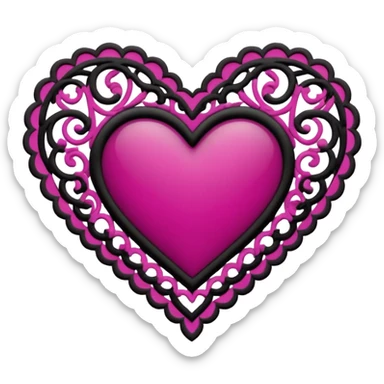 magenta and black lace heart sticker
