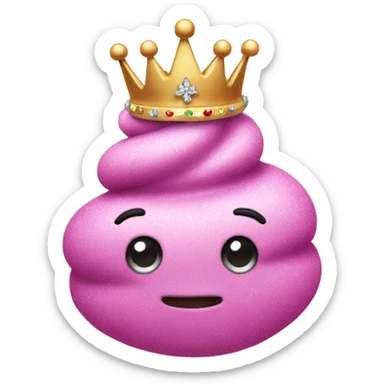 A pink poop emoji with a sparkly crown sticker