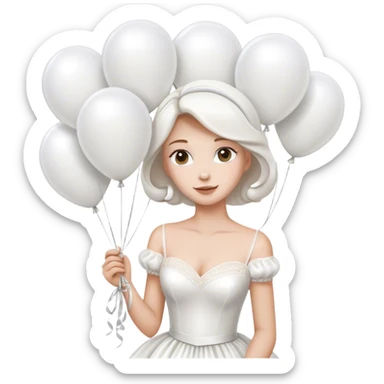 Beautiful bride with white balloons sticker
