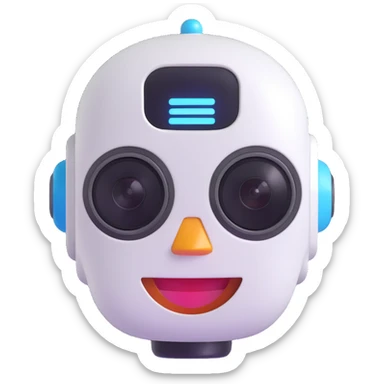 Cute robot assistant head, smile sticker