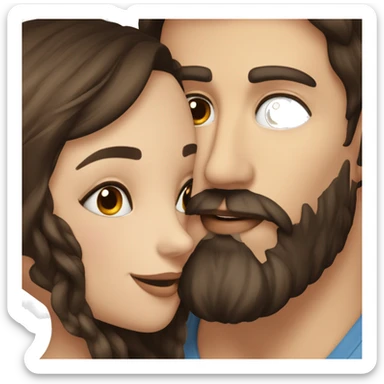 Man with dark hair and dark beard kiss beautiful girl with brown hair  sticker