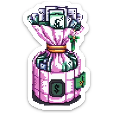 pink bundle of cash sticker