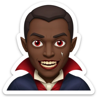 make this have vampire teeth and make him dark skinned sticker