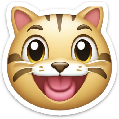 a close up of a Smiling Face with Open Mouth - Icon smiling more broadly with eyes closed cat character character cartoon sticker