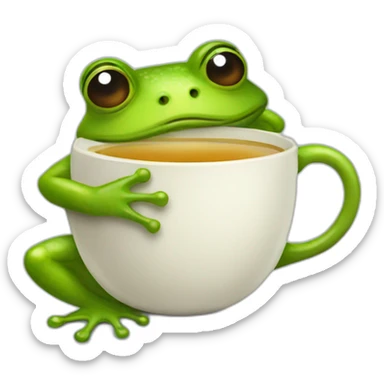 frog drink tea sticker