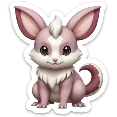 White soft natural realistic romantic vintage antique divine beautiful elegant pretty precious cute young youthful  Fakémon-Pokémon-Minccino-Absol-Furret-hybrid-creature sticker