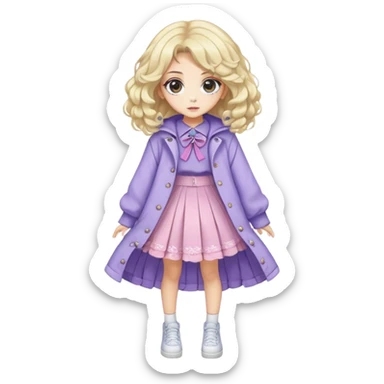 Pretty, stylish, anime style, character, real life, big eyes, cute, gorgeous hair, full body, stylish clothing, lady, young, romantic, colorful, detailed, cool design, aesthetic sticker