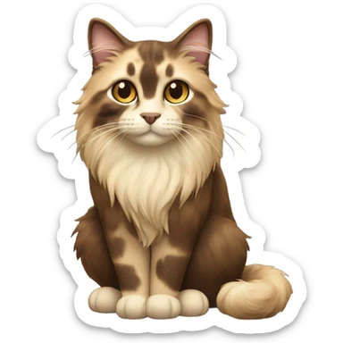 long haired mixed brown cream black fur cat whole body sticker