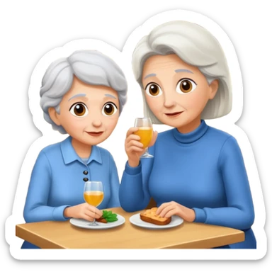 conversación dentro de un restaurant  dos personas y una de las persoans sea una abuela sticker