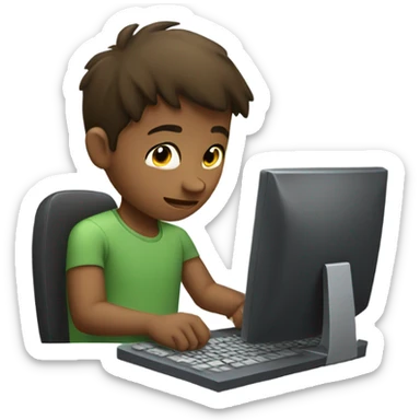 A BOY CODING BEFORE A COMP sticker