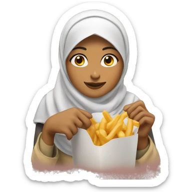 hijabi girl eating mcdonalds fries  sticker