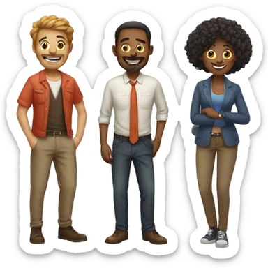 three crazy people, dressed differently and from different countries sticker