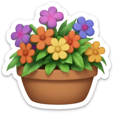 a flower plant in a pot sticker