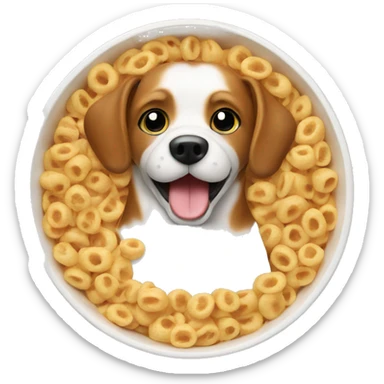 dog in a bowl of cereal sticker