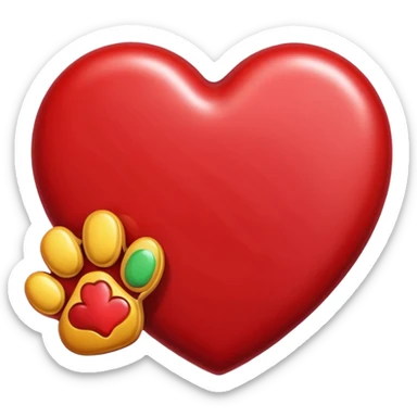 heart with a paw print and a candy sticker
