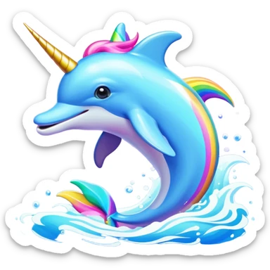 delfin con unicornio  sticker