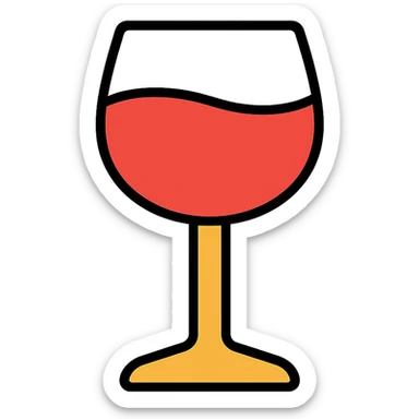 wine glass, color outline icon, subtle color accents sticker