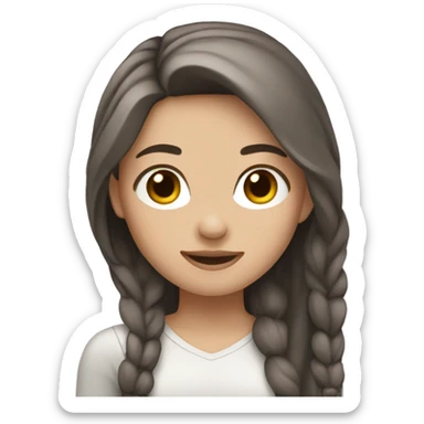 Girl with brown hair with dark gray highlights, fair skin and long hair sticker