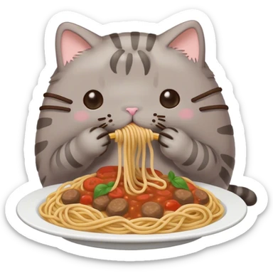 Pusheen eating spaghetti  sticker