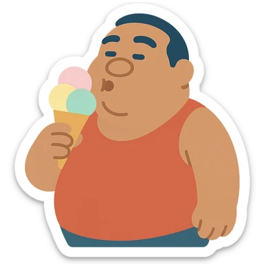 fat man with ice cream, inspired by Lilo and Stitch sticker