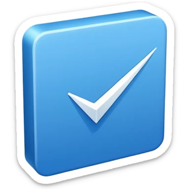 Make a symbol with a tilted blue colored square with a tick mark inside it in the middle. Make the edge of the square sharp. sticker