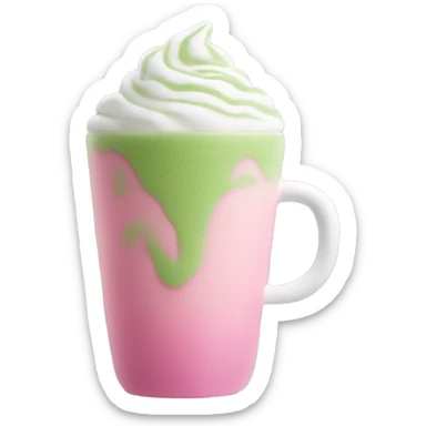 Pink matcha latte with foam sticker