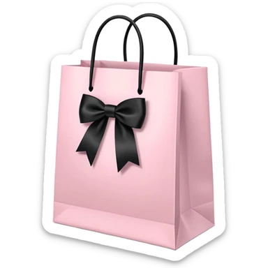 Light pink shopping gift bag with black bow sticker