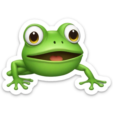 a frog which throw up a rainbow sticker