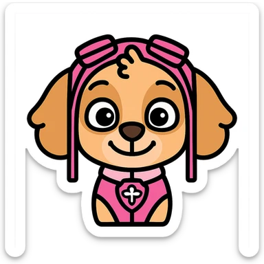 Puppy Patrol character Sky as a cute emoji, colorful icon style, friendly expression sticker