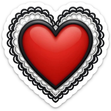 black heart with red center and white lace sticker